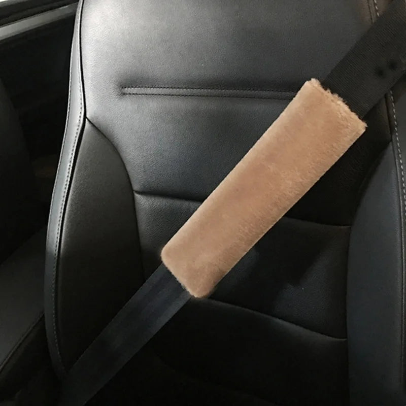 2pcs Soft Car Seatbelt Cover Sheepskin Seat Belt Pillow Pad Seat belt Safety Strap Cover Shoulder Pads For Bag Car Accessories