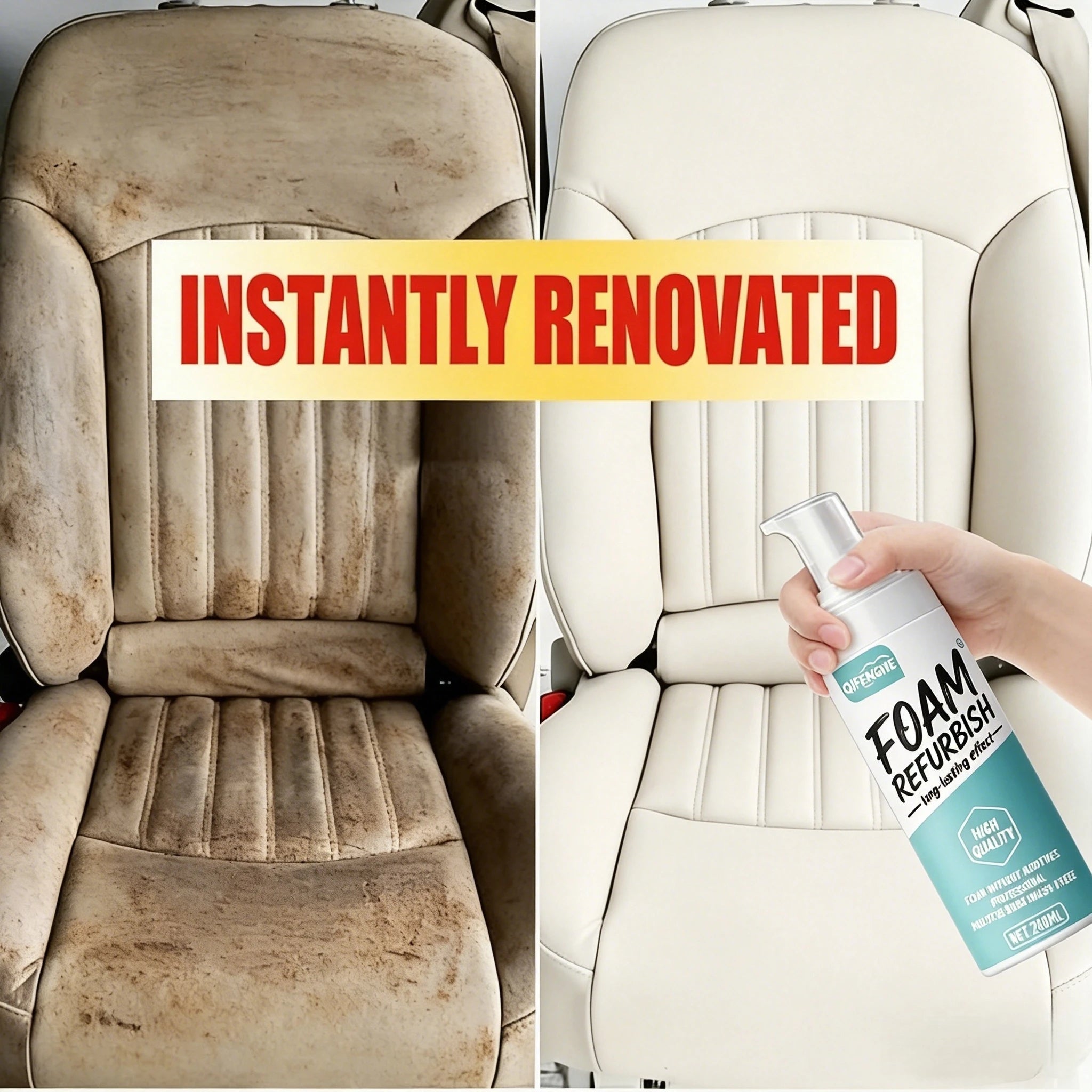 Automotive Foam Refurbish Cleaner, Deep Clean for Car Interior Fabric, Leather & Plastic