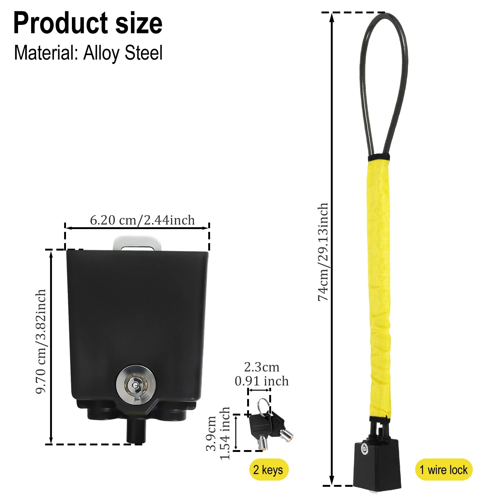 Anti Theft Car Steering Wheel Lock Braided Steel Cable Seatbelt Locks Heavy Duty Anti Pick Cylinder Security with 2 Keys