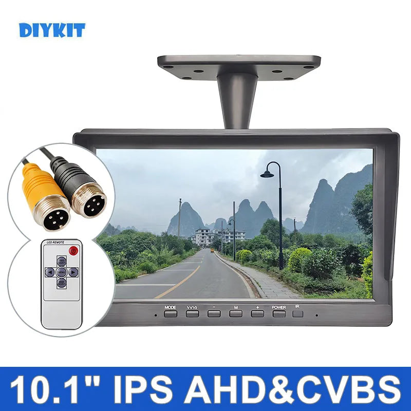 DIYKIT 10.1inch AHD CVBS IPS LCD HD Monitor Rear View Car Monitor Support 1080P AHD CVBS Car Camera 4PIN Video Input