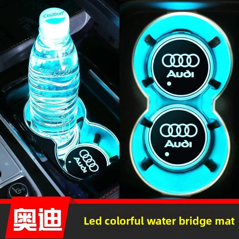 7 Color LED Car Cup Holder Light Luminous Coaster Water Cup Pad For Audi Sline A3 A4 A5 A6 A7 A8 Q3 Q5 Q7 S3 S4 S5 S6 S7 B6 B7