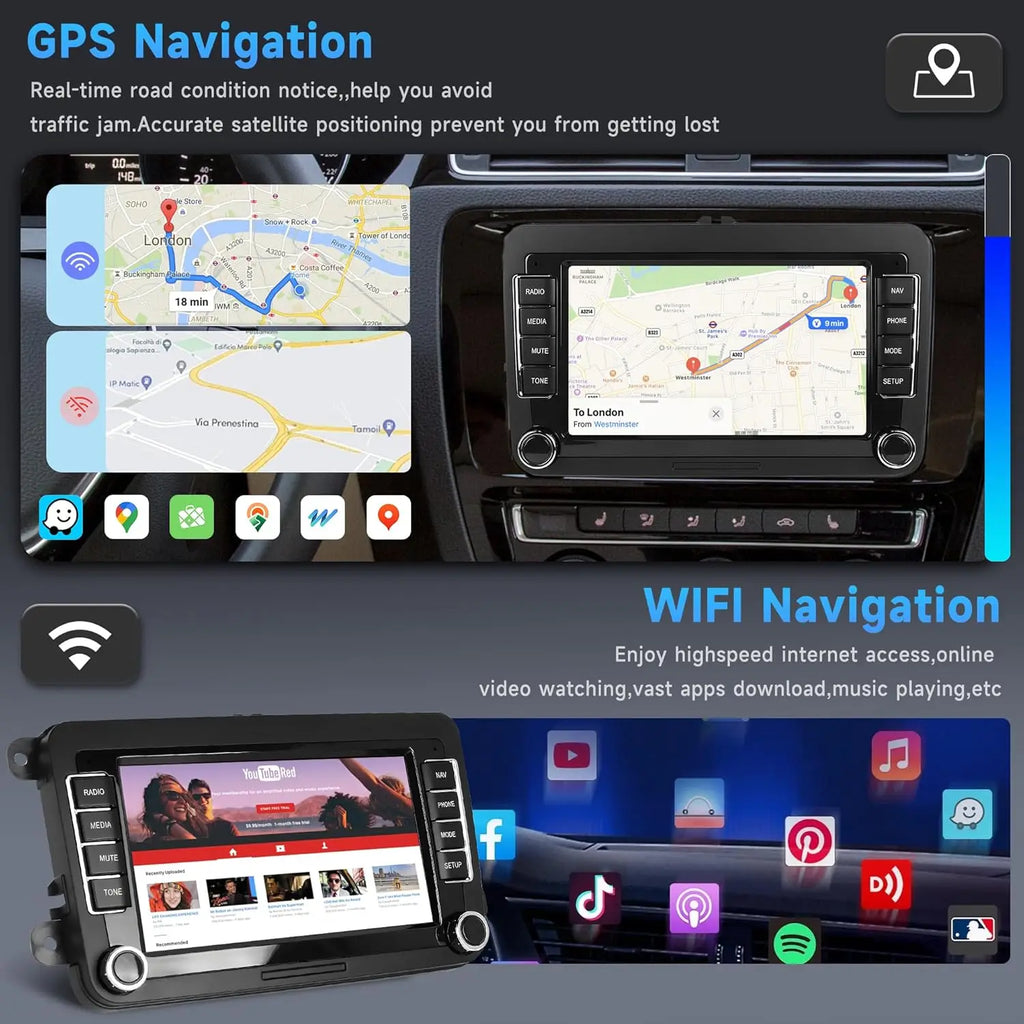 2DIN Android Car Radio for VW Passat Golf MK5 MK6 Jetta Polo Touran Wireless Carplay Android Auto 7'' Multimedia Player Camera