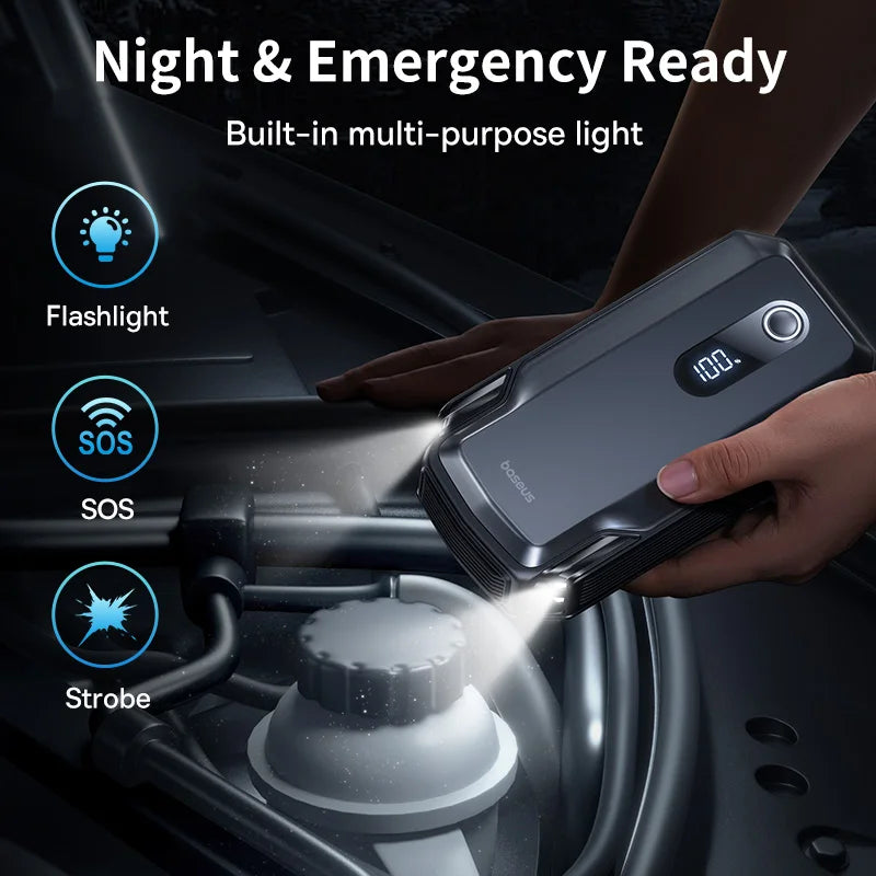 Baseus 20000mAh Car Jump Starter Power Bank 2000A 20000mAh Car Battery Charger Auto Emergency Booster Starting Device Jump Start