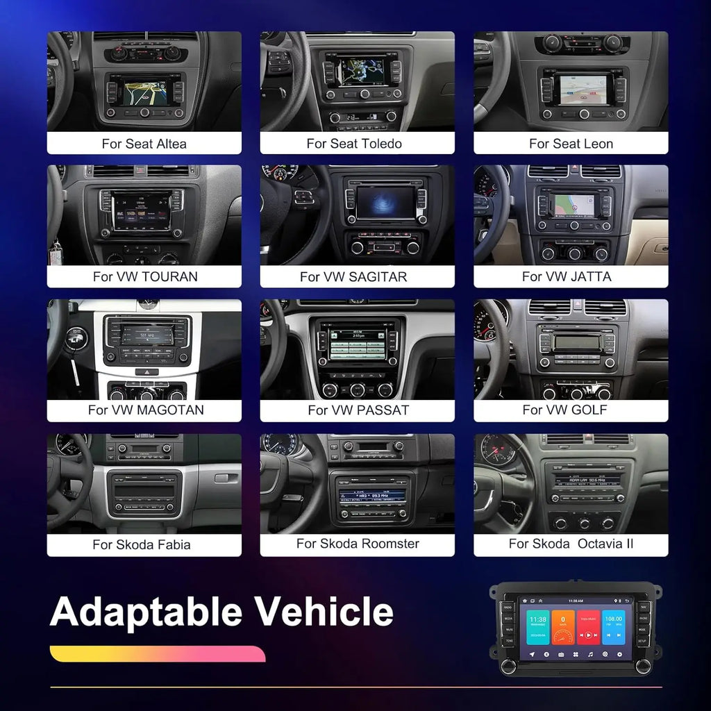 2DIN Android Car Radio for VW Passat Golf MK5 MK6 Jetta Polo Touran Wireless Carplay Android Auto 7'' Multimedia Player Camera