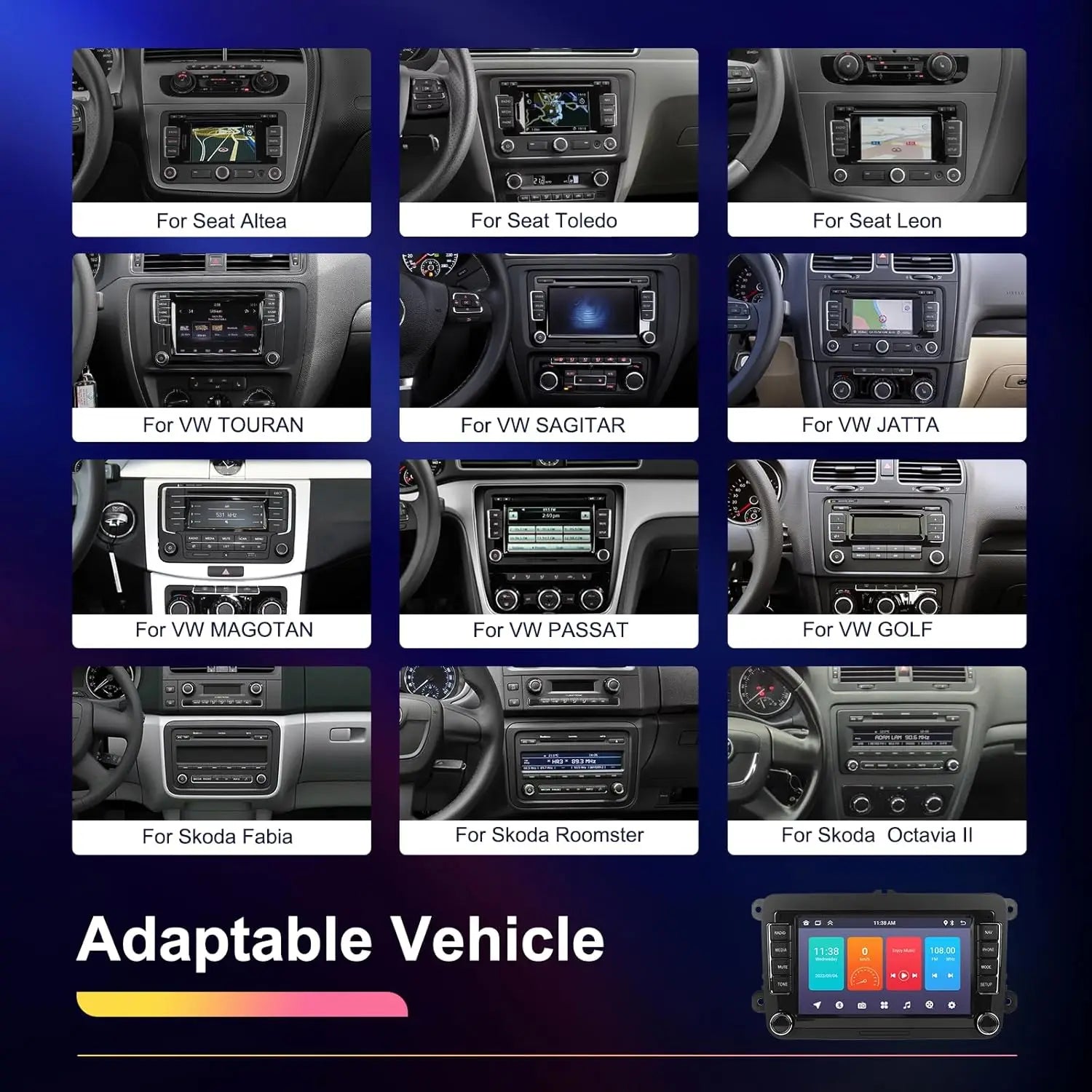 2DIN Android Car Radio for VW Passat Golf MK5 MK6 Jetta Polo Touran Wireless Carplay Android Auto 7'' Multimedia Player Camera