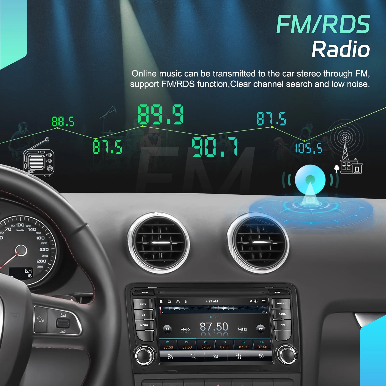 Podofo CarPlay Android Radio For Audi A3 8P 2003-2012 Car Intelligent System 2din GPS Stereo Multimedia Player RDS FM Car Radio