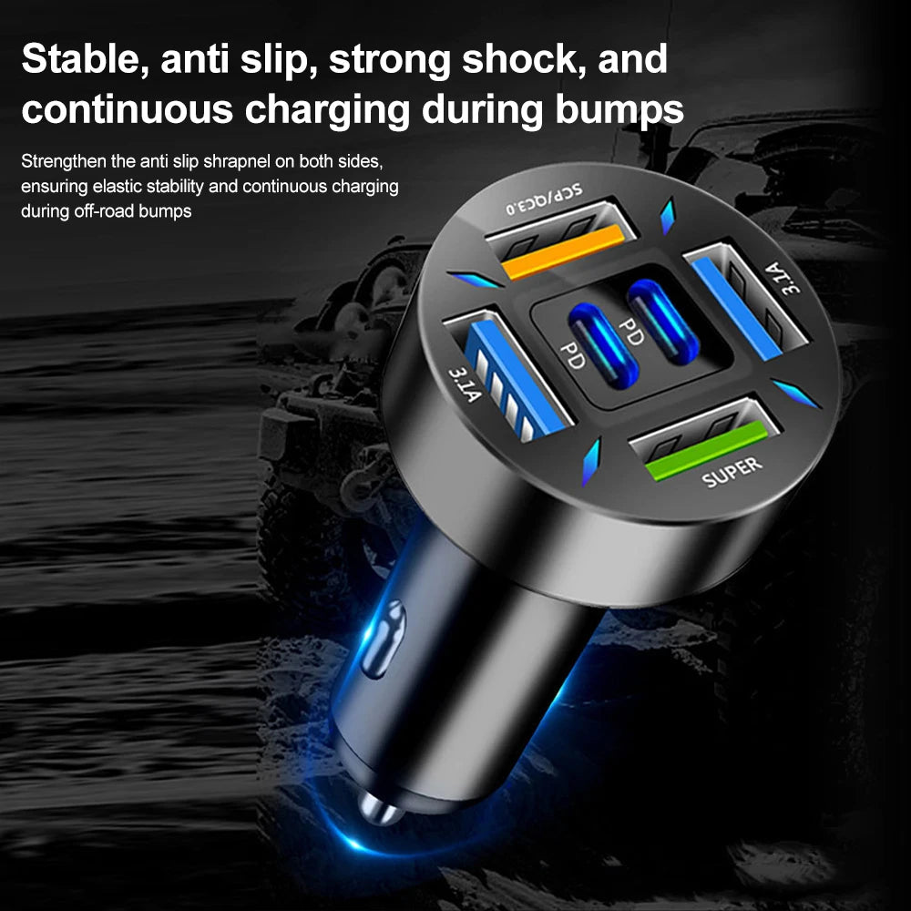 66W Car Charger USB Type C Fast Charging Mobile Phone Charger Adapter For iPhone 14 Pro Max Xiaomi Samsung Huawei Car Charger