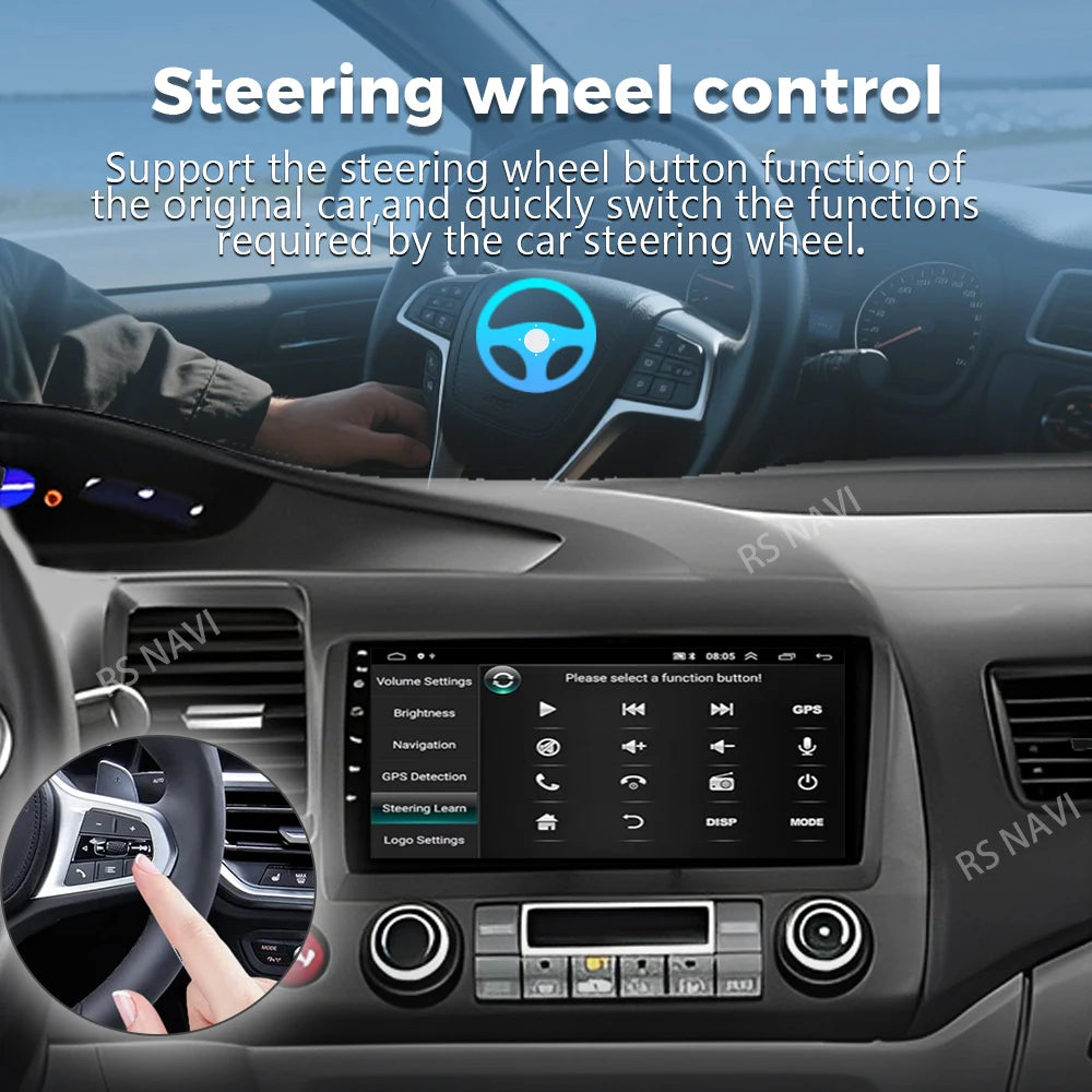 Android 16 For Honda Civic 8 FK FN FD 2005 - 2012 2K QLED Android Car Radio Multimedia Video Player GPS 4G CarPlay Stereo