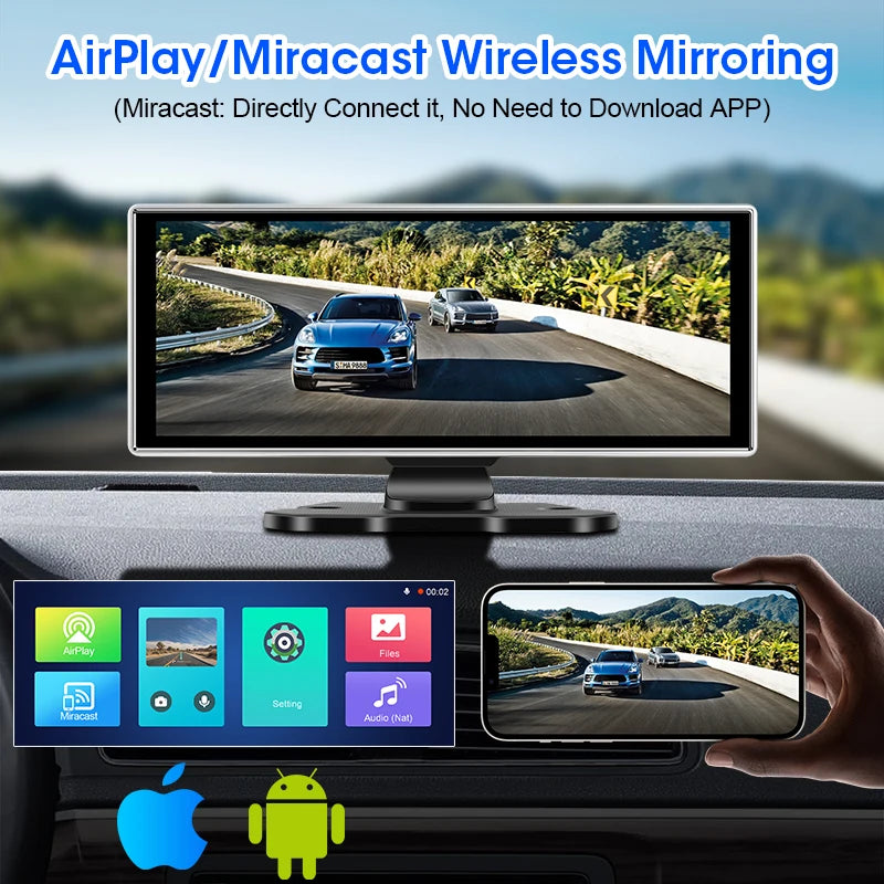 11.26 inch Car Intelligent Systems Multimedia Video Player Portable Car Radio Wireless CarPlay Android Auto Screen Accessories