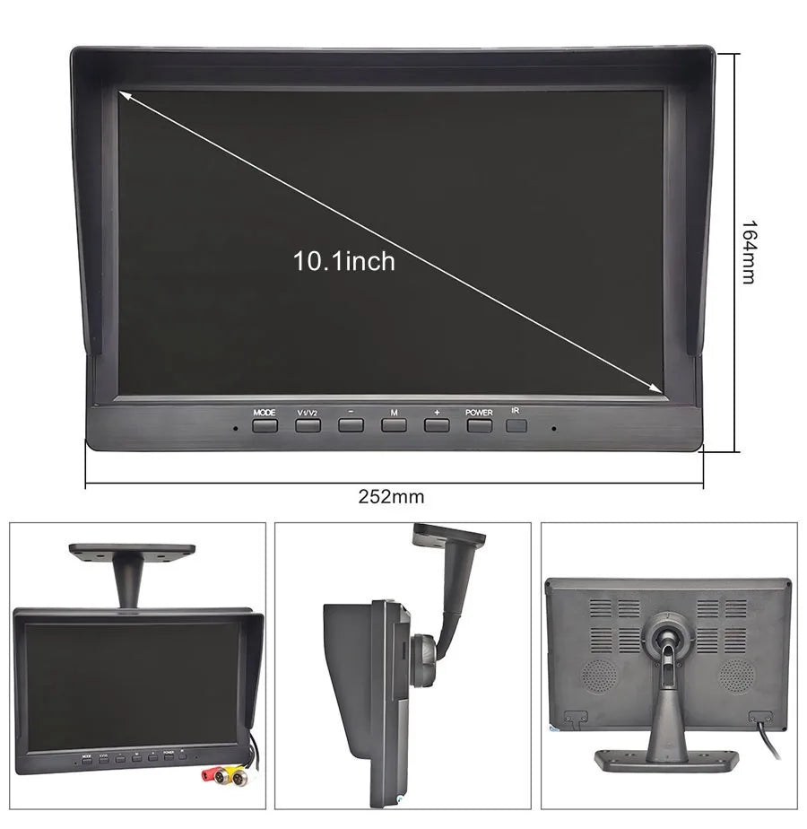 DIYKIT 10.1inch AHD CVBS IPS LCD HD Monitor Rear View Car Monitor Support 1080P AHD CVBS Car Camera 4PIN Video Input
