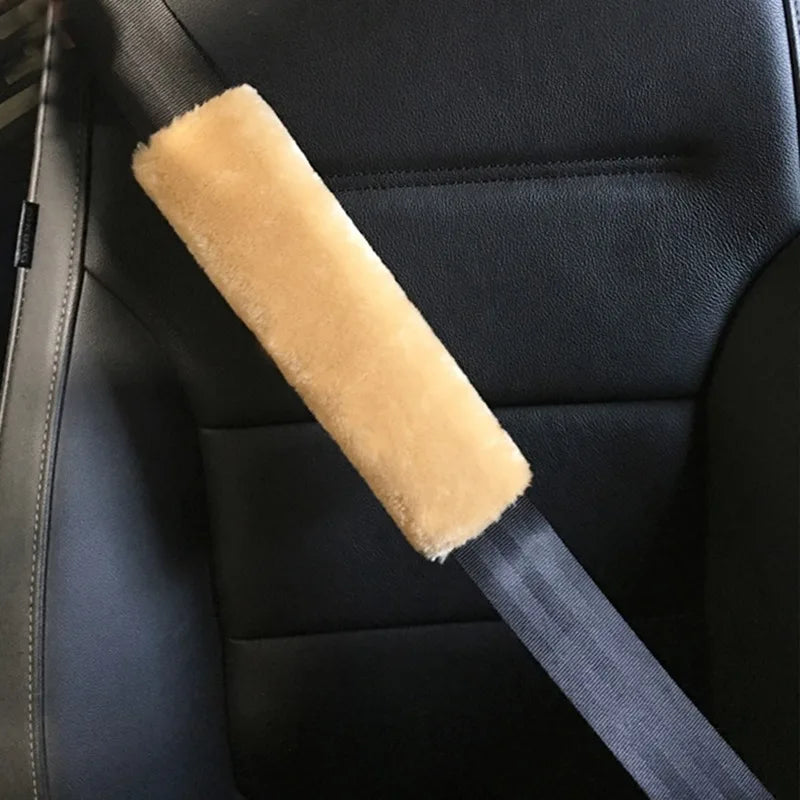 2pcs Soft Car Seatbelt Cover Sheepskin Seat Belt Pillow Pad Seat belt Safety Strap Cover Shoulder Pads For Bag Car Accessories