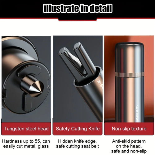 1/2 Set of Two Color Options to Choose From: Car Safety Hammer with Window Breaker and Seatbelt Cutter, Emergency Escape Tool, Portable Multifunctional Safety Hammer, Emergency Escape Window-Breaking Gadget