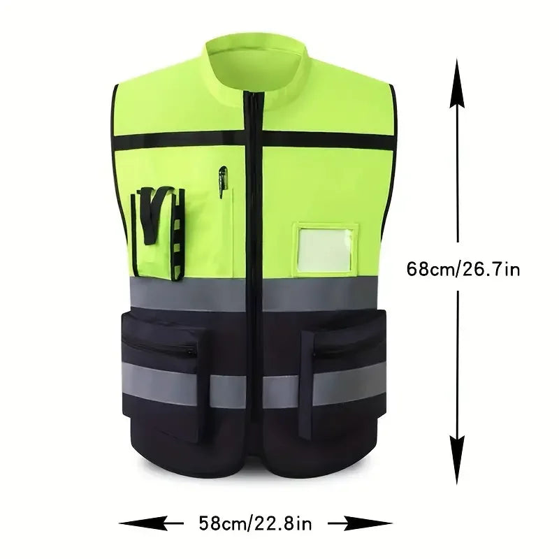 High Brightness Strip Unisex Vest Breathable Workwear Multi Pocket Protective Clothing Safety For Night Running Bike Factory