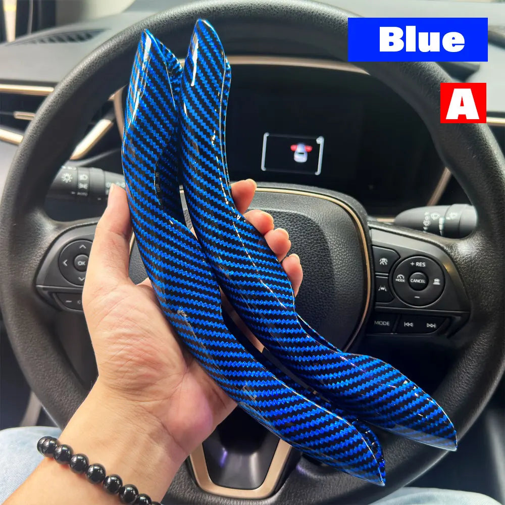 2PCS Car Steering Wheel Cover Warm Winter 38cm Round Steery Wheel Universa Glossy Laser Carbon Fiber Auto Interior Accessories