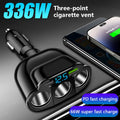 SEAMETAL Car Charger 5-Port 336W Cigarette Lighter Adapter PD USB 66W Super Quick Charging Phone Charger Socket 12-24V Universal