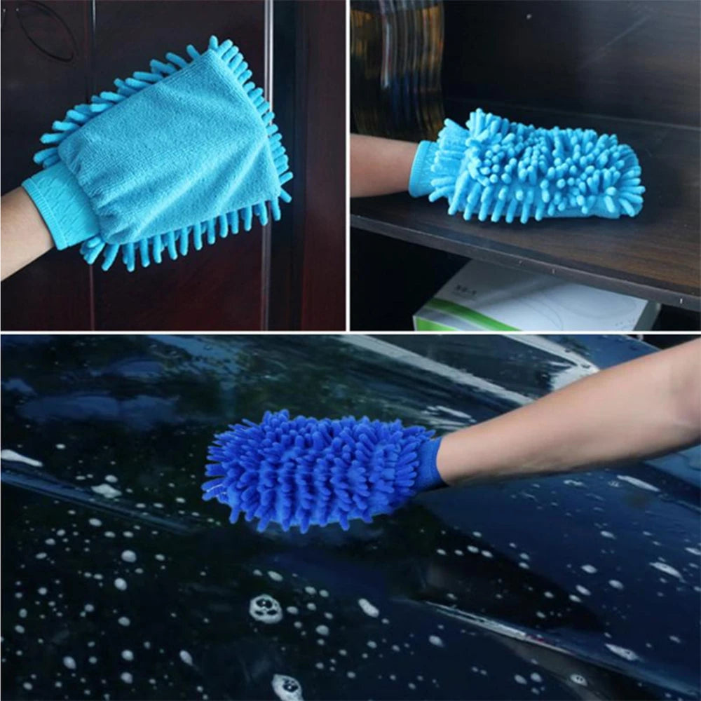 Car Wash Gloves Chenille Coral Fleece Gloves Washing Wiper Car Cleaning Towel Auto Dust Washer Mitt Car Cleaning Accessories