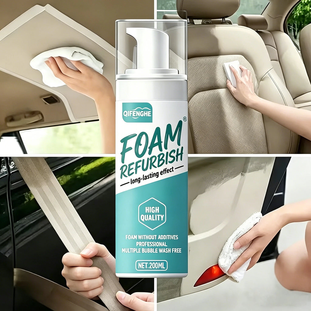 Automotive Foam Refurbish Cleaner, Deep Clean for Car Interior Fabric, Leather & Plastic