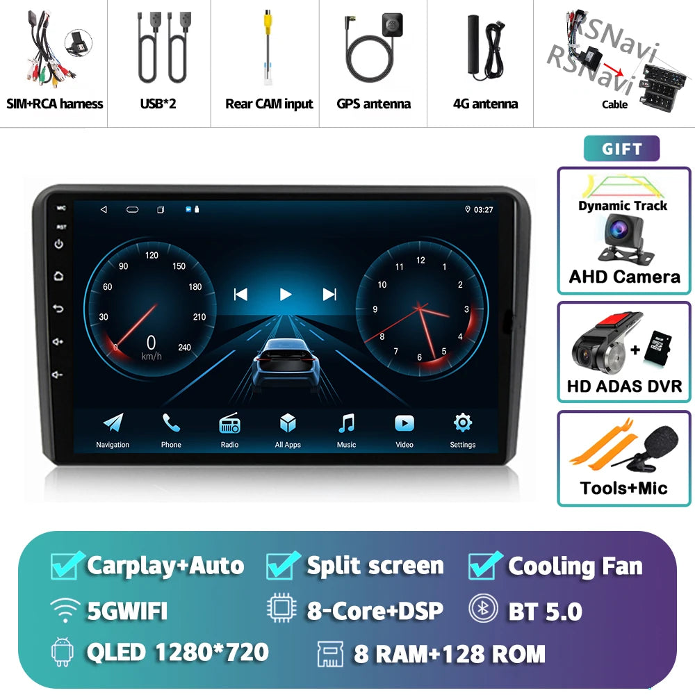 Android 16 Carplay Auto GPS Navigation Radio Multimedia Player For Audi A3 8P 2003 - 2013 2din Head Unit video Stereo Car Radio