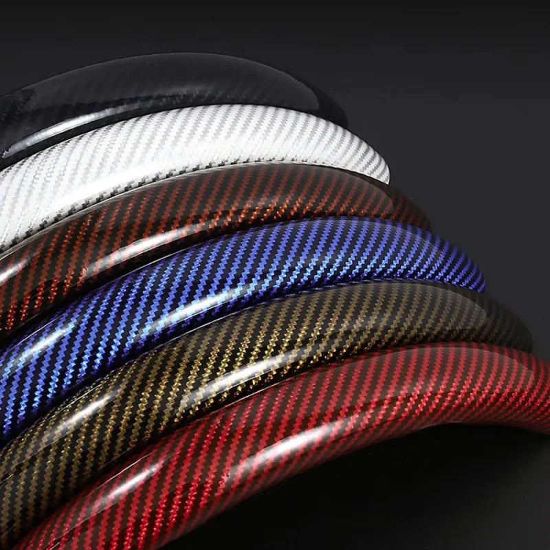 2/3PCS Laser Carbon Fiber Silicone Car Steering Wheel Cover 1K Micro Fiber Leather PVC Wheel Booster Cover Non-Slip Universal