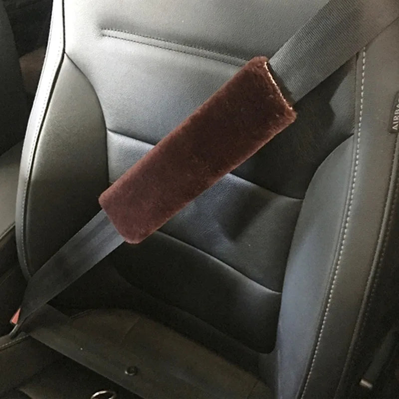 2pcs Soft Car Seatbelt Cover Sheepskin Seat Belt Pillow Pad Seat belt Safety Strap Cover Shoulder Pads For Bag Car Accessories