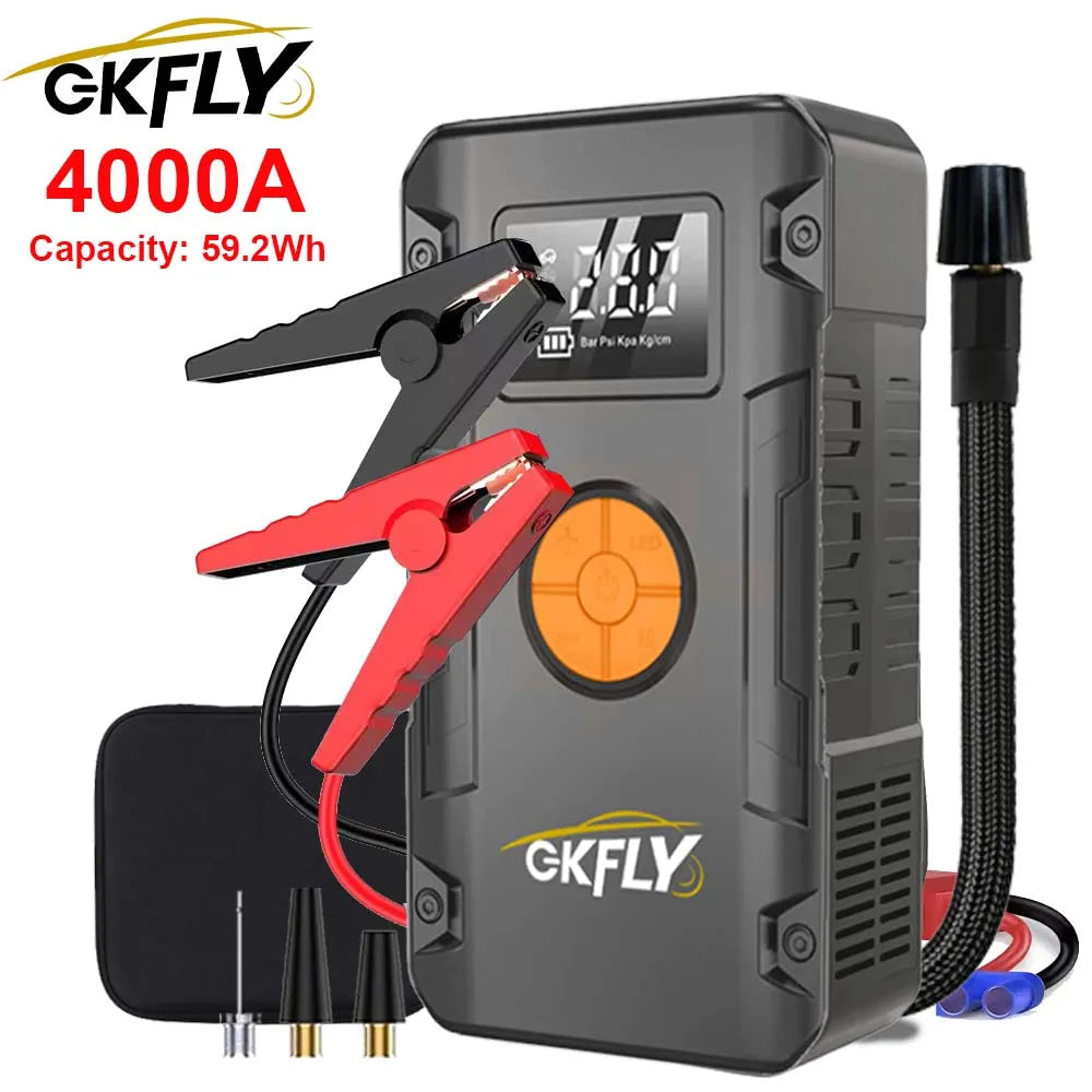 Portable 4000A Jump Starter 150PSI Air Pump Power Bank 4 In 1 Air Compressor Cars Battery Starters Starting Auto Tyre Inflator