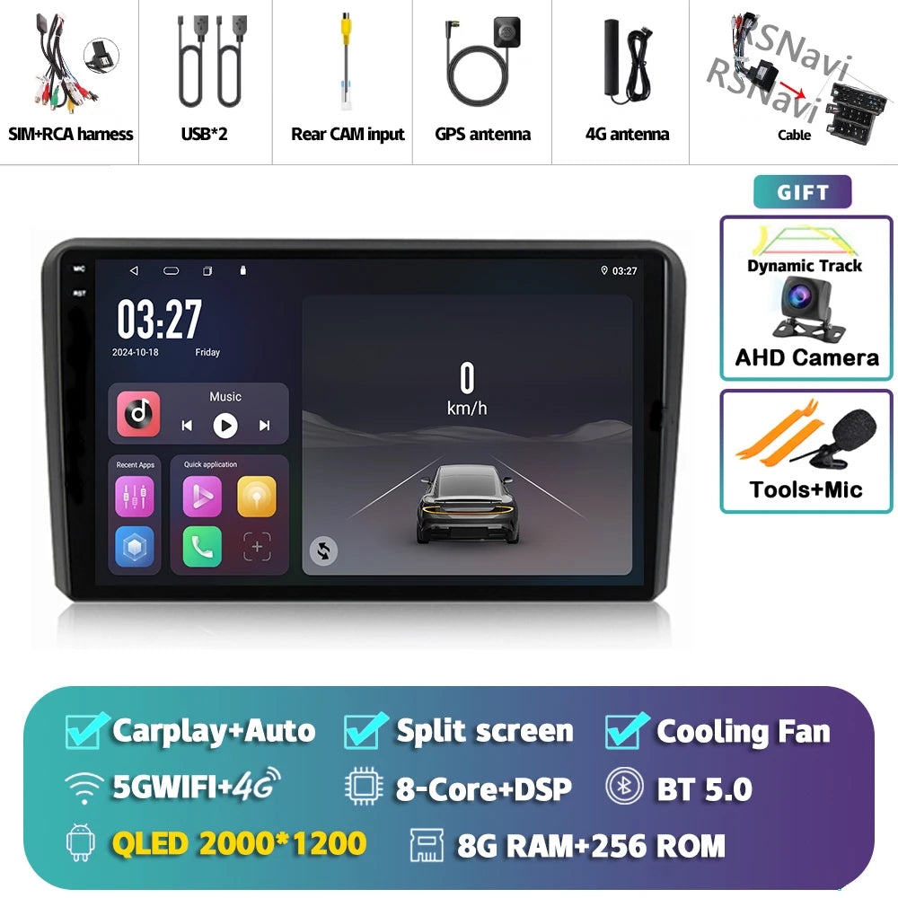 Android 16 Carplay Auto GPS Navigation Radio Multimedia Player For Audi A3 8P 2003 - 2013 2din Head Unit video Stereo Car Radio