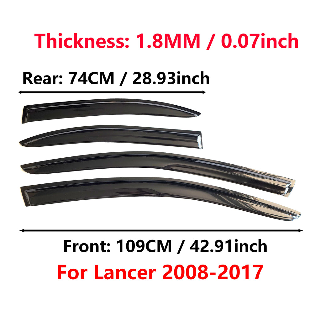 Window Visor for Lancer 2008-2017 Sedan (Not suitable for Sportback)| 4pcs Rain Guard Wind Deflector| Car Weather Shield