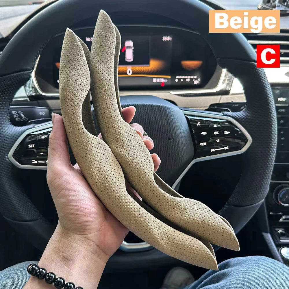 2PCS Car Steering Wheel Cover Warm Winter 38cm Round Steery Wheel Universa Glossy Laser Carbon Fiber Auto Interior Accessories