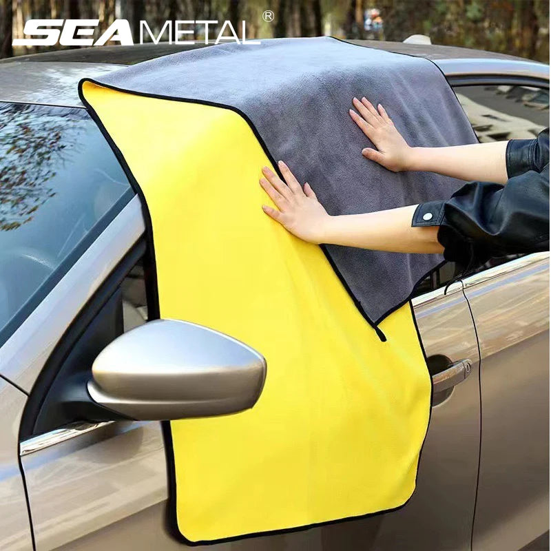 SEAMETAL Microfiber Car Wash Towel Ultra-Soft Scratch-Free Car Cleaning Towel Double-Side 400GSM Drying Cloth High Absorbency