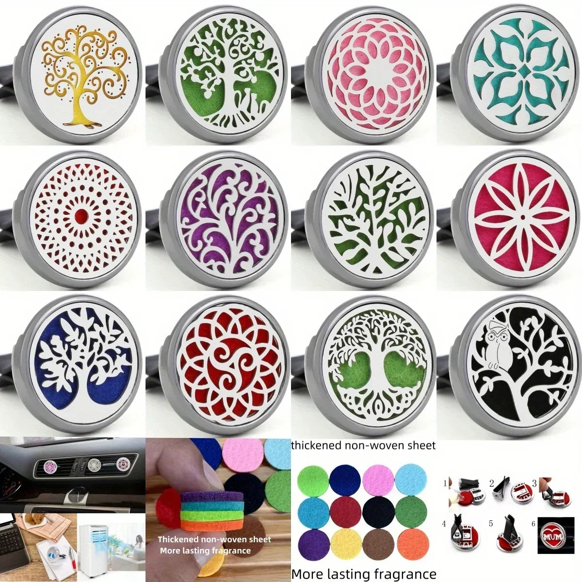 1pc Refillable Car Air Freshener Perfume Diffuser Clip, Auto Air Vent Car Interior Accessories, Car Aromatherapy Diffuser