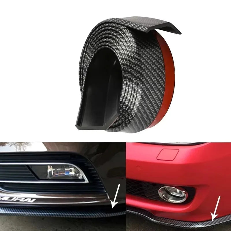 Universal Car Front Bumpers Anti Collision Strips Carbon Fiber Rubber Strip Car Front Bumper Lip for Car Lip Skirt Protector