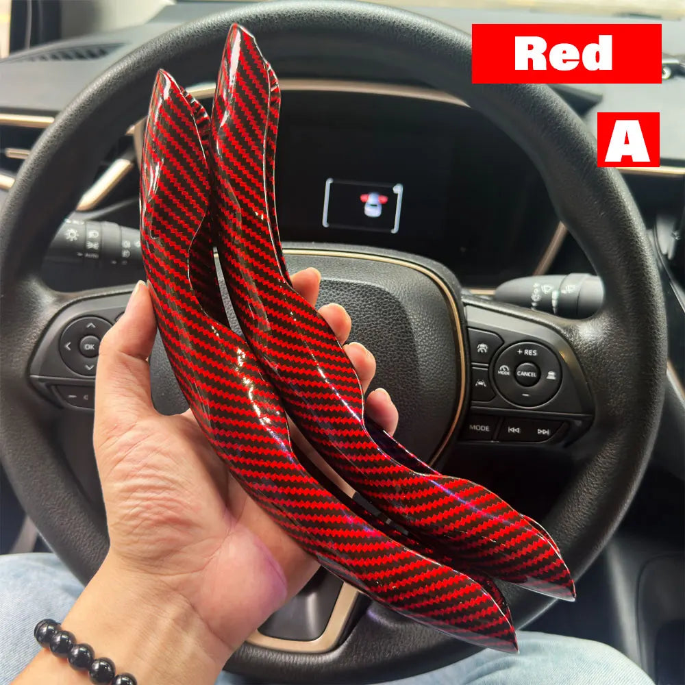 2PCS Car Steering Wheel Cover Warm Winter 38cm Round Steery Wheel Universa Glossy Laser Carbon Fiber Auto Interior Accessories