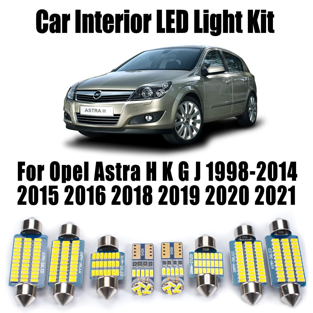 Canbus For Opel Astra H K G J 1998- 2018 2019 2020 2021 Car Bulbs LED Interior Reading Map Dome Vanity Mirror Trunk Light Kit