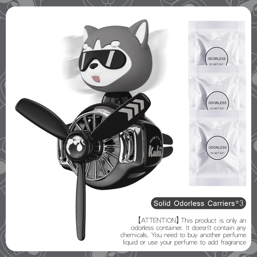No perfume DIY fragrance bulldog pilot head shake rotate plane car air fresheners accessories decor ornaments aroma diffuser men