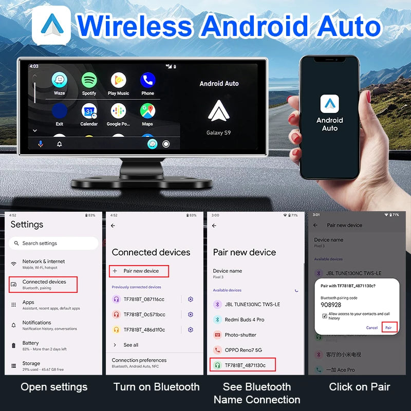11.26 inch Car Intelligent Systems Multimedia Video Player Portable Car Radio Wireless CarPlay Android Auto Screen Accessories