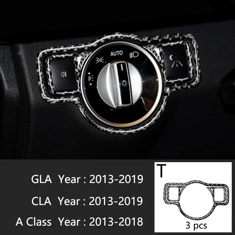 Car Styling Carbon fiber interior button panel Decoration Cover Trim Sticker frame For Mercedes Benz A Class W176 GLA X156 CLA