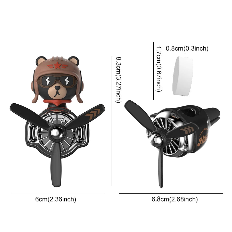 No perfume DIY fragrance bulldog pilot head shake rotate plane car air fresheners accessories decor ornaments aroma diffuser men