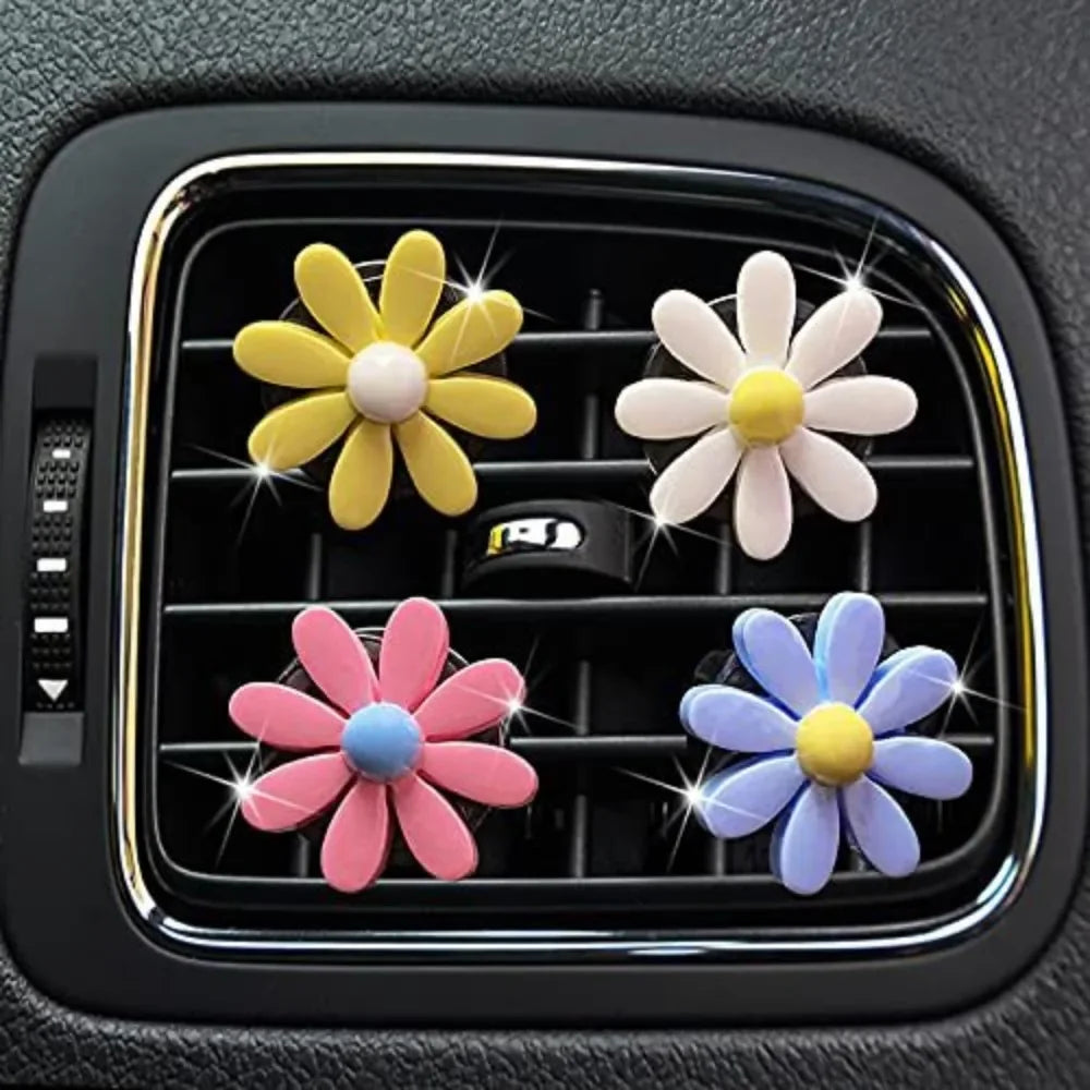 Cute Car Perfume Clip Flower Air Outlet Car Air Freshener Peach Blossom Aroma Diffuser Car Decoration Accessories Fresh Air
