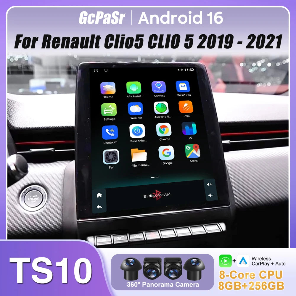 For Renault Clio5 CLIO 5 2019 - 2021 Car Radio Carplay Navigation GPS Stereo Android Auto Screen Bluetooth Multimedia Player 5G
