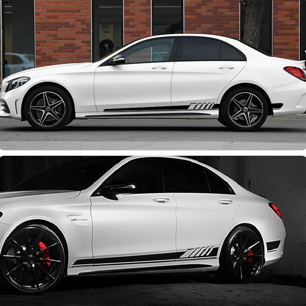 Car Side Body Decals Racing Stripes Vehicle Universal Race Stripes Door Side Skirt Stickers Exterior Decorations for Accessories