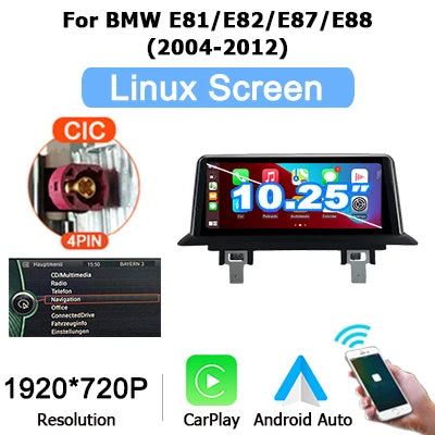 12.5" linux Screen Car Radio For BMW E81 E82 E87 E88 2005-2012 with Carplay Android Auto Bluetooth autolink airplay 2 DIN GPS 4G