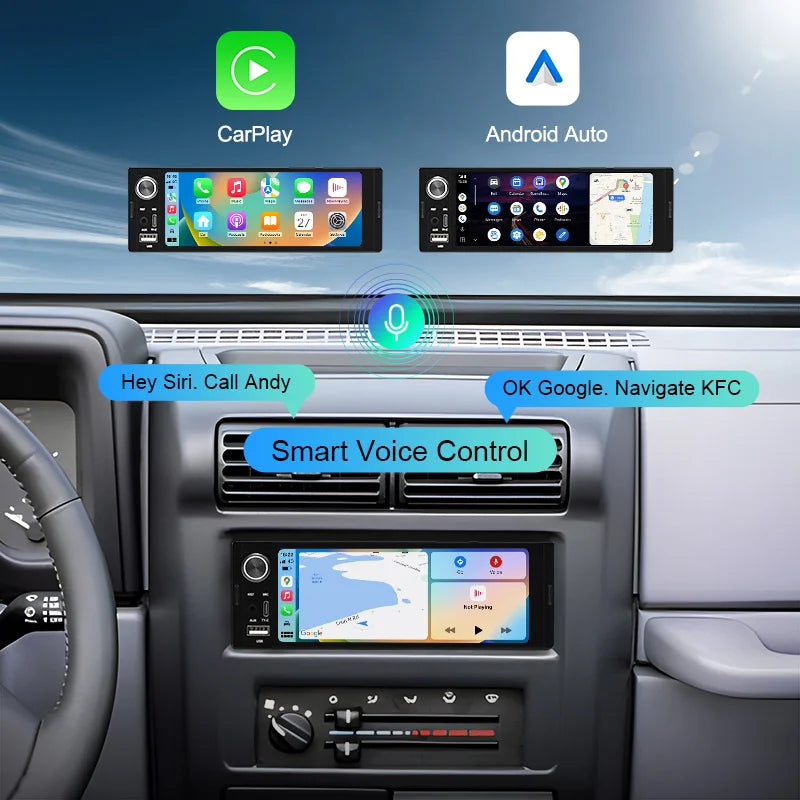 Ainavi K40 K50 Universal 1 Din 6.36 inch Car Radio MP5 IPS Touch Screen Wireless HD 1280*480 Carplay Android Auto Car Multimedia Rear Camera MIC USB BT 5.0 Type C Bluetooth phone Bluetooth music