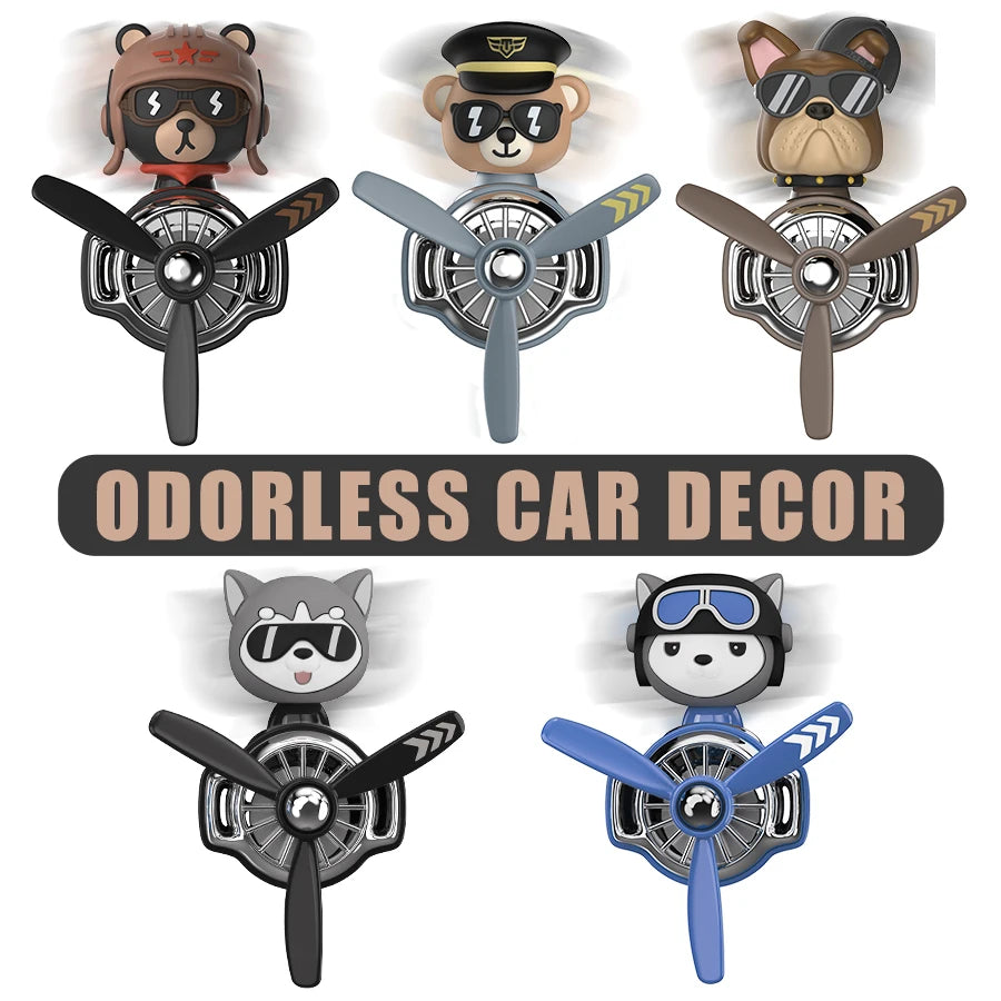 No perfume DIY fragrance bulldog pilot head shake rotate plane car air fresheners accessories decor ornaments aroma diffuser men