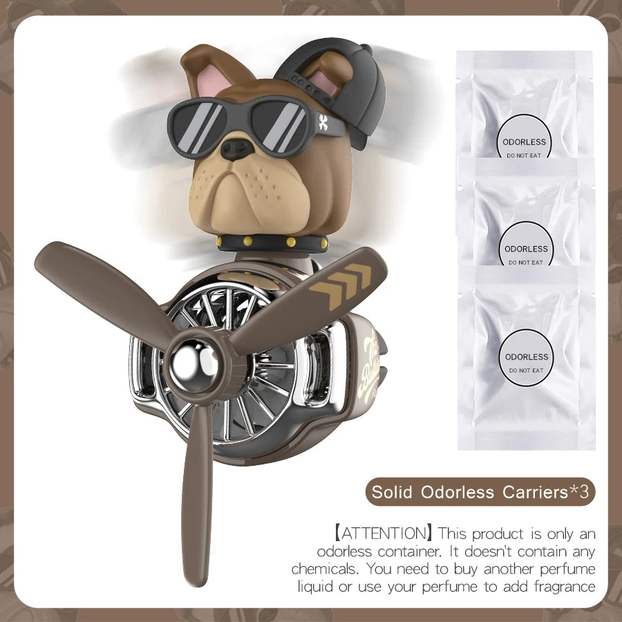 No perfume DIY fragrance bulldog pilot head shake rotate plane car air fresheners accessories decor ornaments aroma diffuser men
