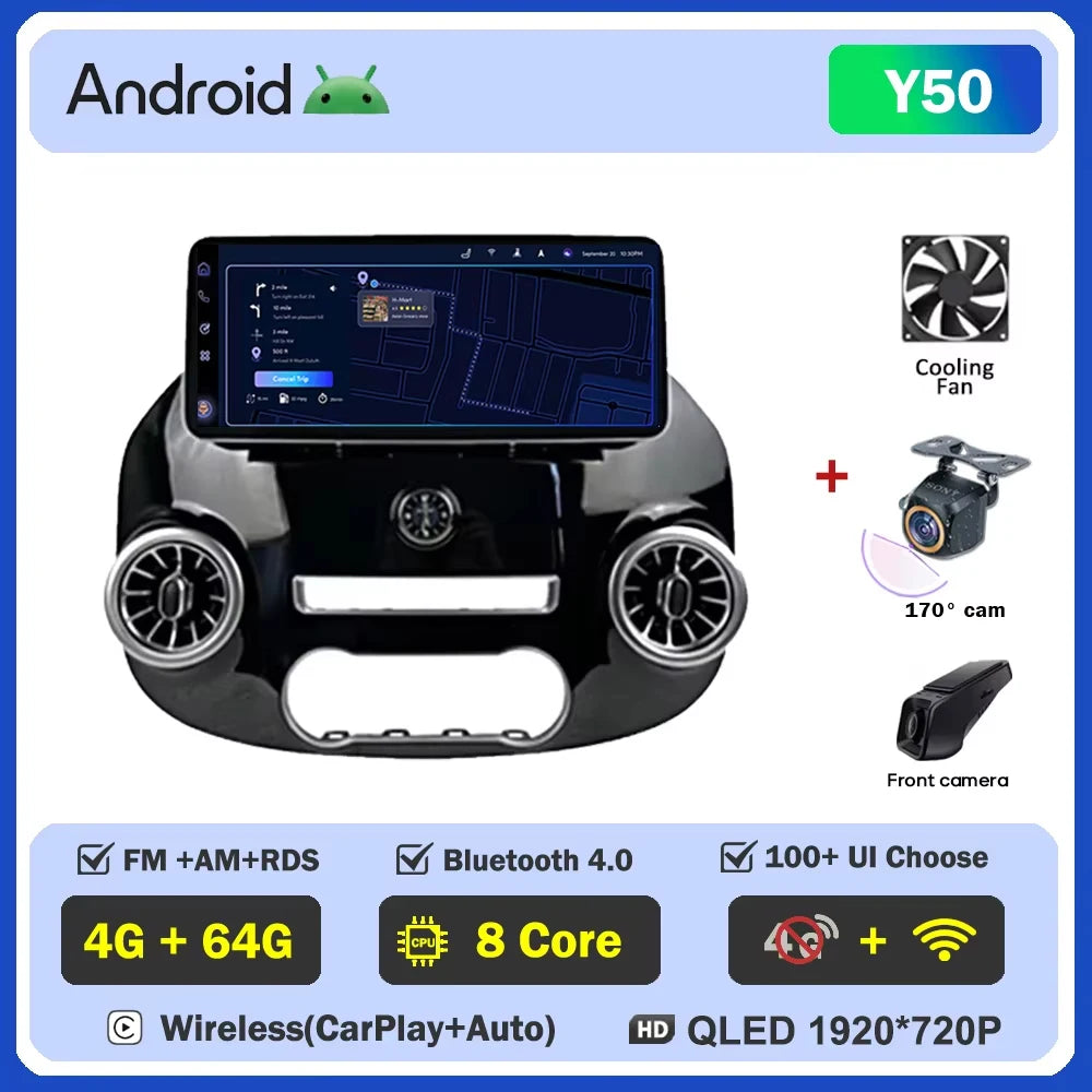 Android 12.3 Inch For Mercedes Vito W447 2014-2022 Car Radio Multimedia Video Player GPS Radio 5G CarPlay Navigation WIFI GPS BT