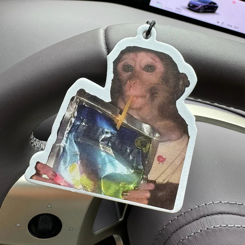 Monkey Drinking Water, Emoji, Hilton (Hotel Scent) Car Air Freshener |   Rearview Mirror Hanger & Dual-Purpose Air Vent Clip |   Natural Material Aromatherapy Tablets |   Long-Lasting Fragrance for 90 Days |   Alcohol-Free |