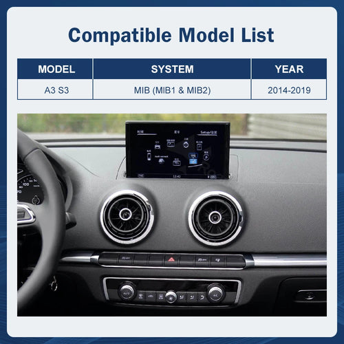 12.3 inch Touch Screen Multimedia Display For Audi A3 2014-2019 Airplay Miracast Function Wireless Carplay Android Auto