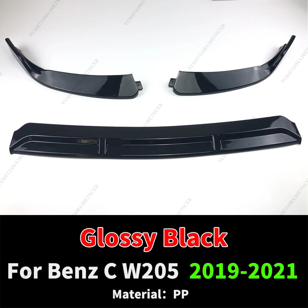 BRABOS Style For Mercedes Benz C W205 2014-2022 Guard Carbon Fiber Look Front Bumper Lip Chin Like C180 C200 C260 C300 Tuning