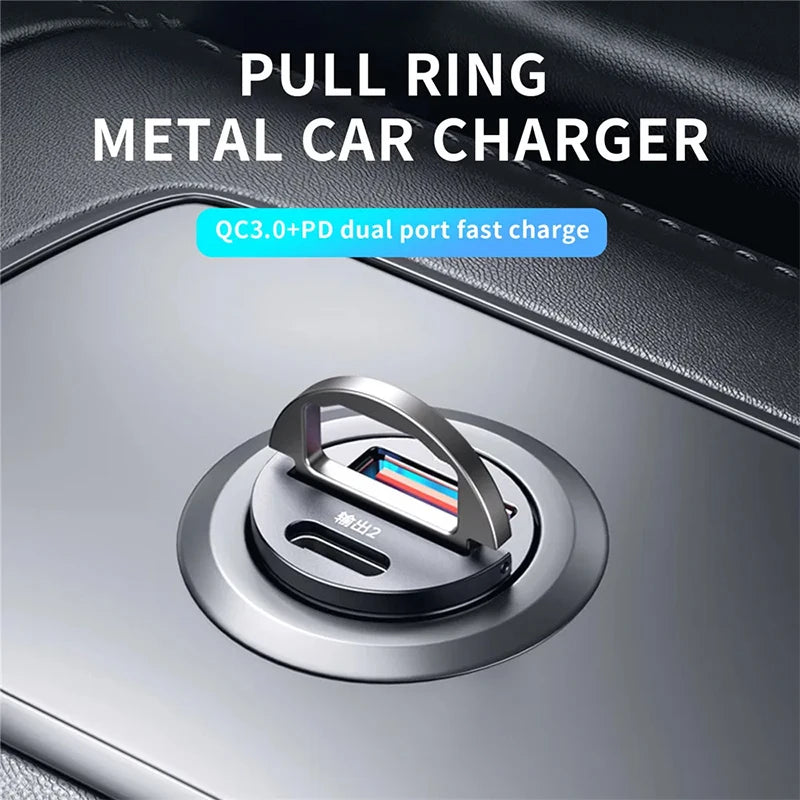 100W/200W Mini Car USB/QC3.0 PD Charger 12-24V Fast Charging Car USB Type C Charger Lighter for Xiaomi Samsung Huawei iPhone