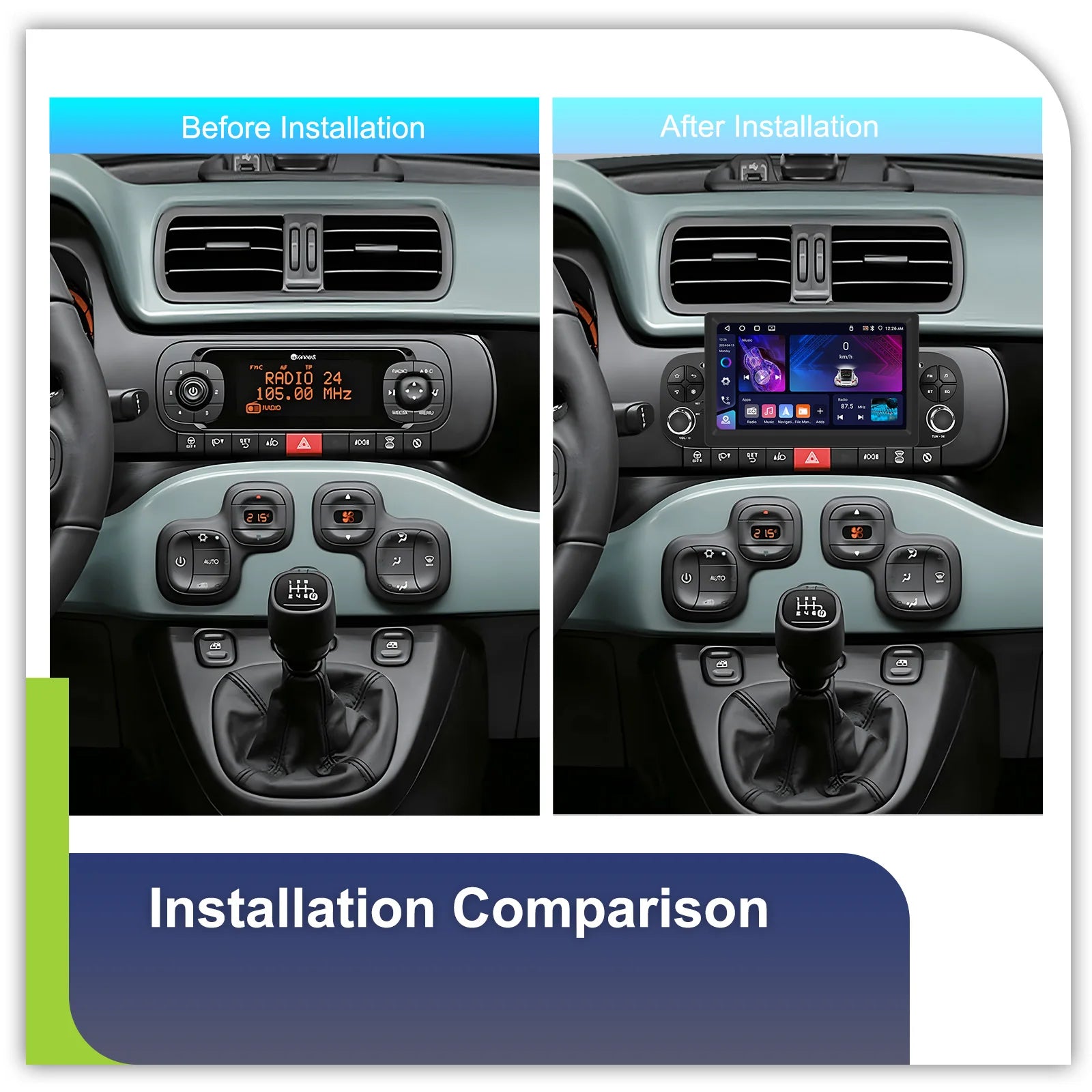 Podofo CarPlay Android Radio For Fiat Panda 2013-2020 Car Intelligent System 1din GPS Stereo Multimedia Player RDS FM Car Radio